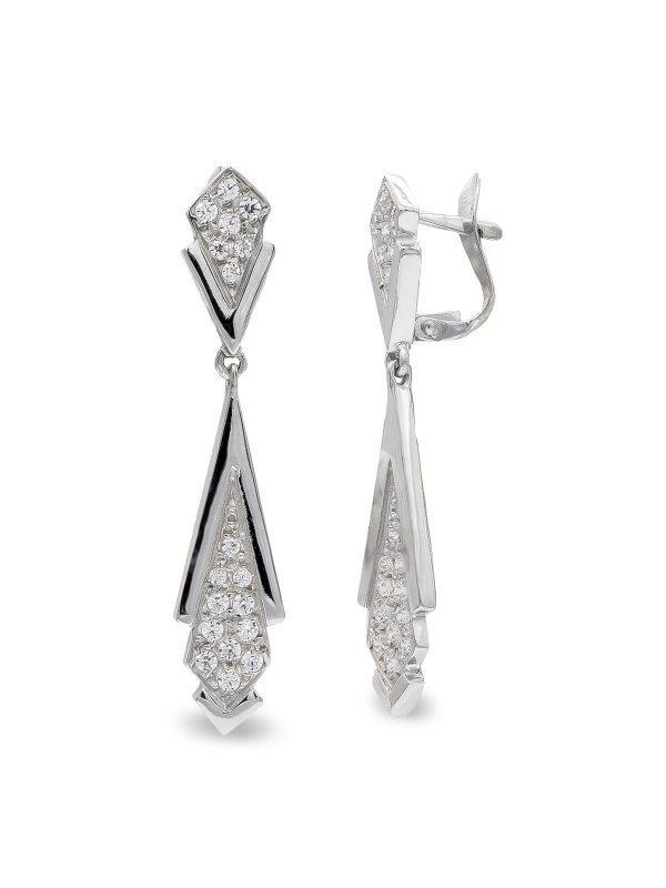 18K PENDIENTES ORO BLANCO LARGOS...