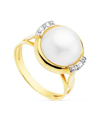 18K SORTIJA BICOLOR PERLA...