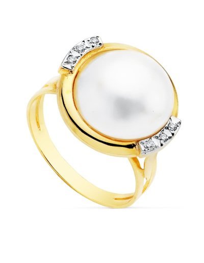 18K SORTIJA BICOLOR PERLA...