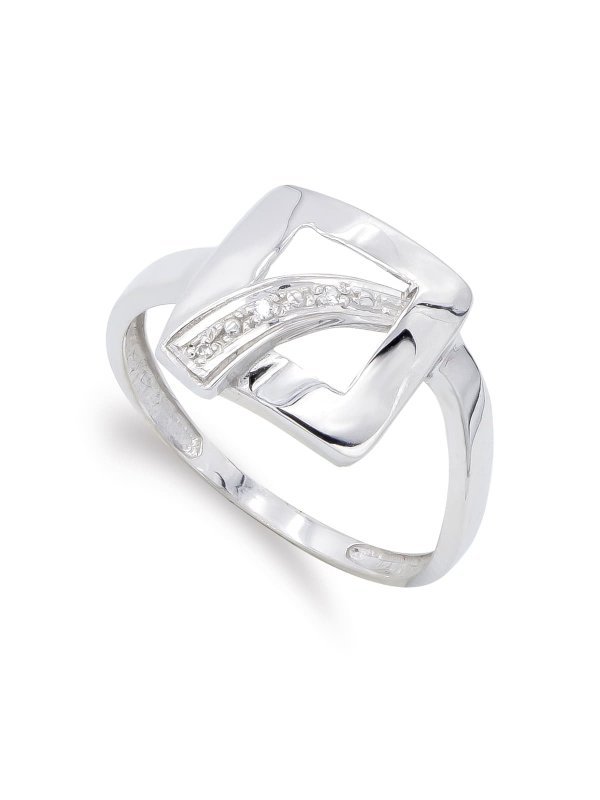 18K SORTIJA ORO BLANCO CUADRADO CON...