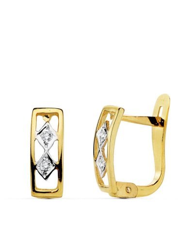 18K PENDIENTES BICOLOR...