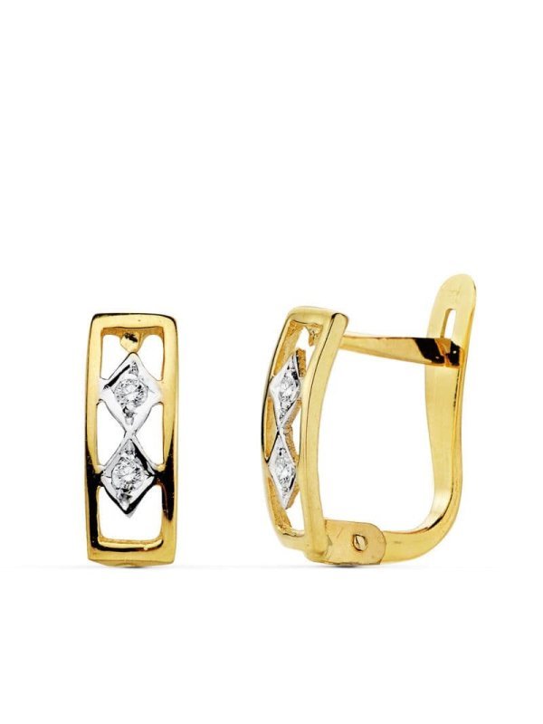 18K PENDIENTES BICOLOR CIRCONITAS...