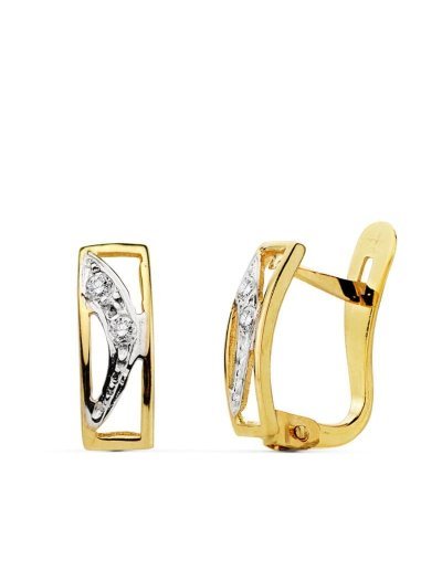 18K PENDIENTES BICOLOR...