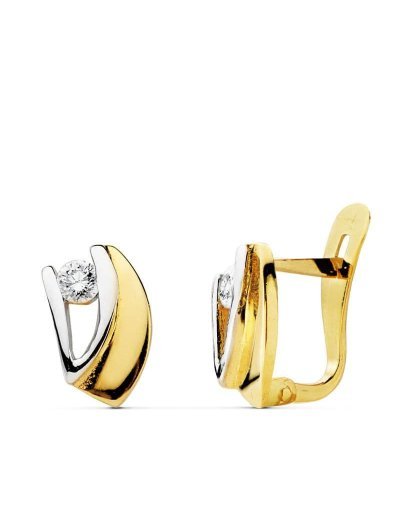 18K PENDIENTES BICOLOR...