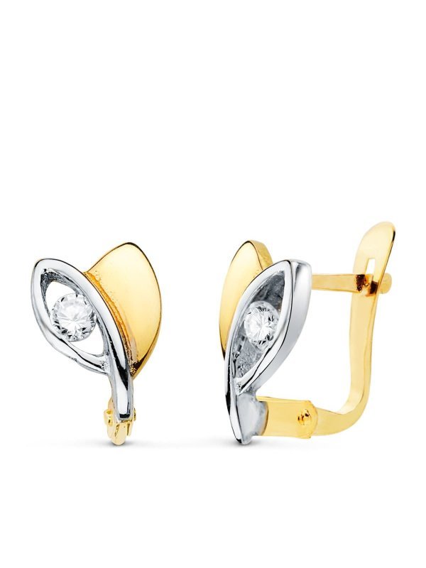 18K PENDIENTES ORO BICOLOR CON...
