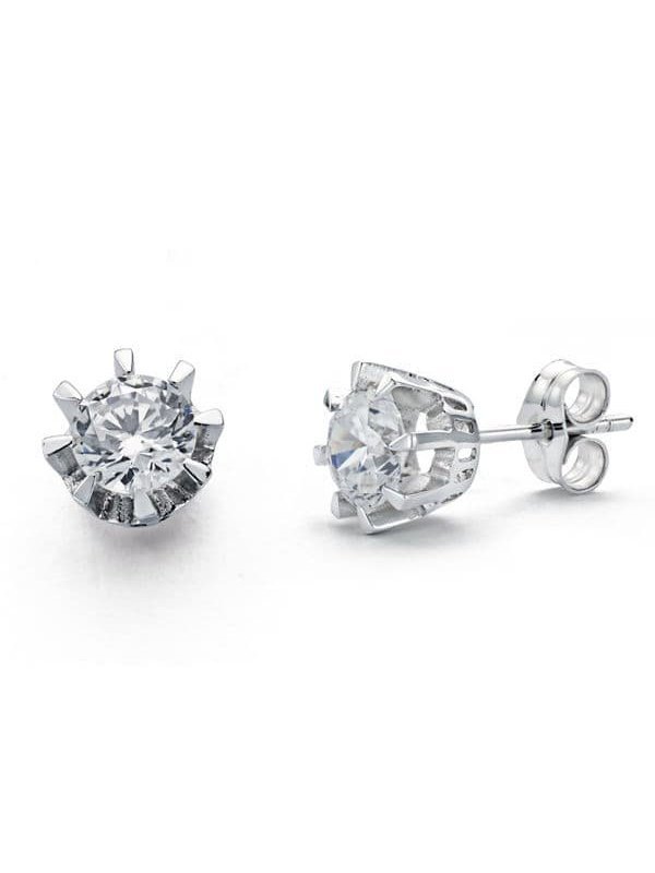 18K PENDIENTES SOLITARIO ORO BLANCO 7 MM