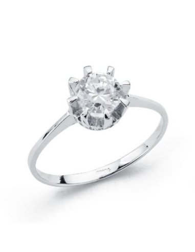 18K SOLITARIO ORO BLANCO CIRCONITA 5 MM