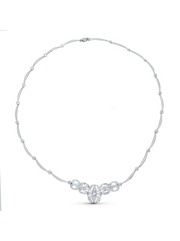 18K GARGANTILLA CIRCONITAS ORO BLANCO
