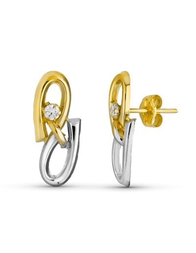 18K PENDIENTES BICOLOR...