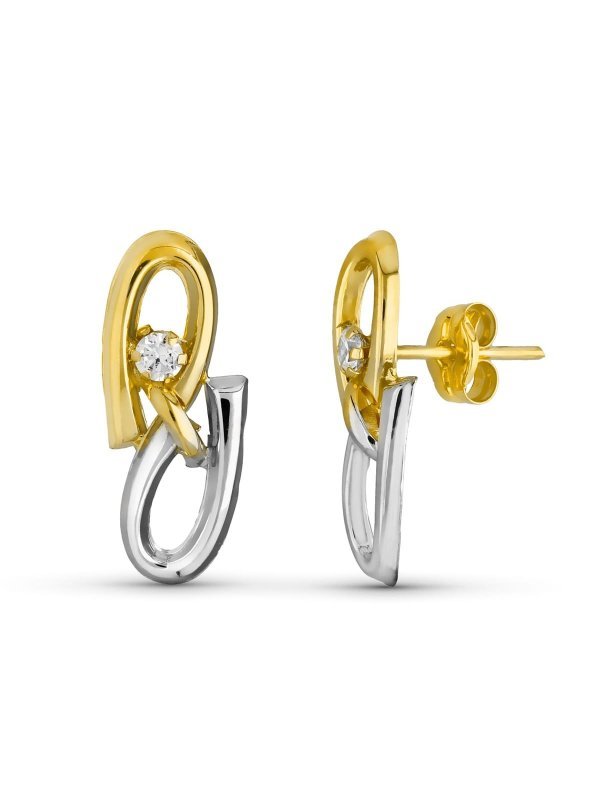 18K PENDIENTES BICOLOR CIRCONITAS...
