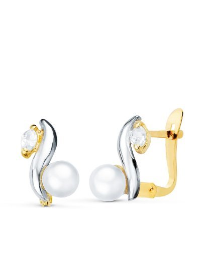 18K PENDIENTES ORO BICOLOR...