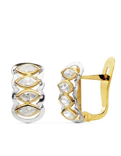 18K PENDIENTES BICOLOR...