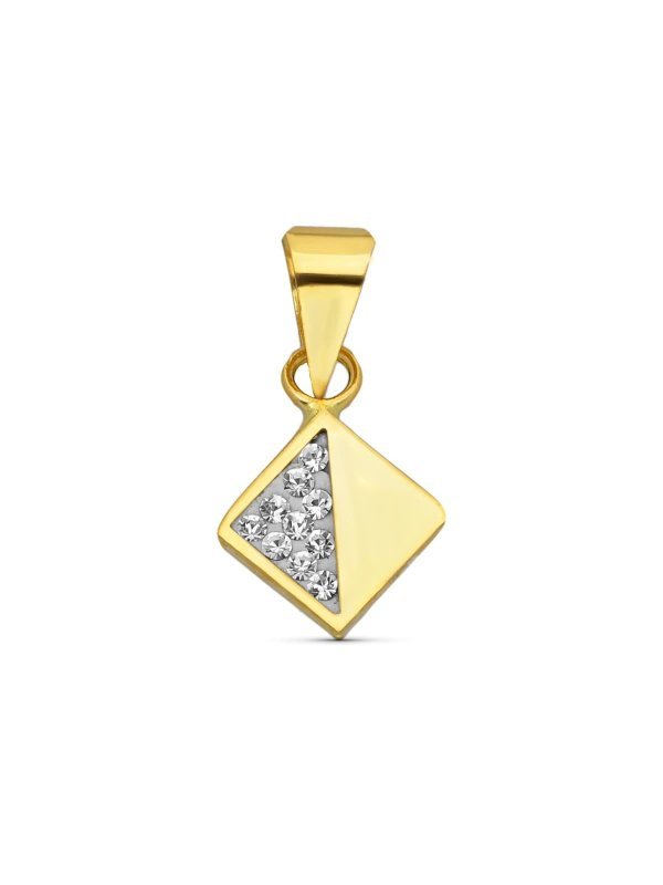 18K COLGANTE CUADRADO CIRCONITAS 10X7 MM