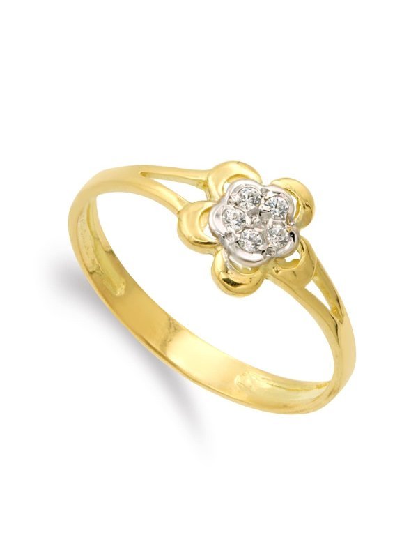 18K SORTIJA ORO BICOLOR CON FLOR Y...