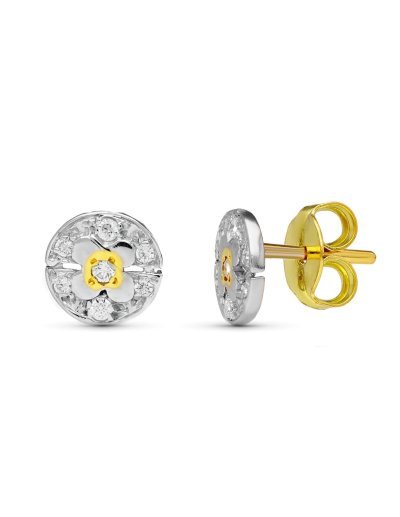 18K PENDIENTES ORO BICOLOR...