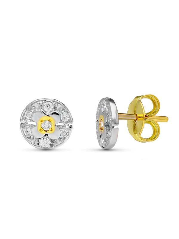 18K PENDIENTES ORO BICOLOR CIRCONITAS...