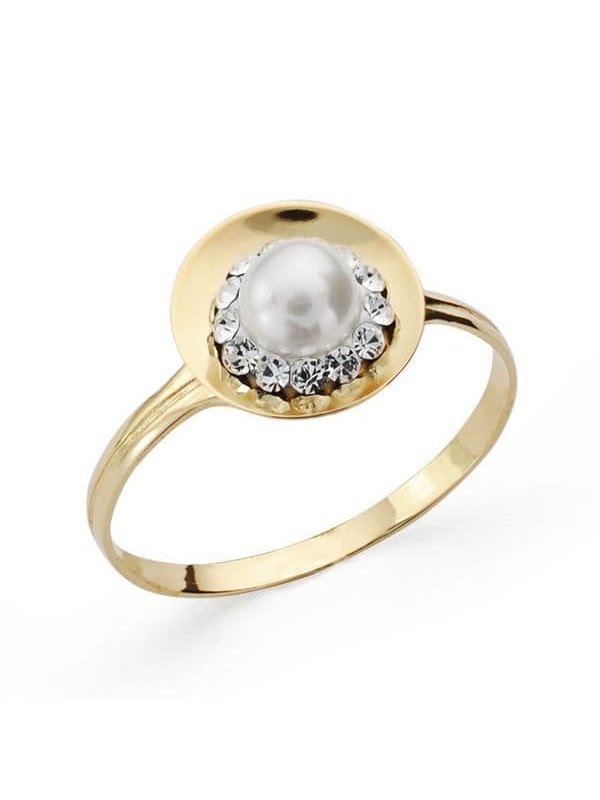 18K SORTIJA PERLA Y CIRCONITAS