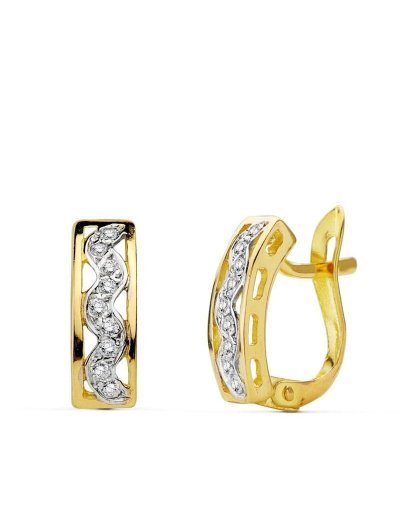 18K PENDIENTES BICOLOR...
