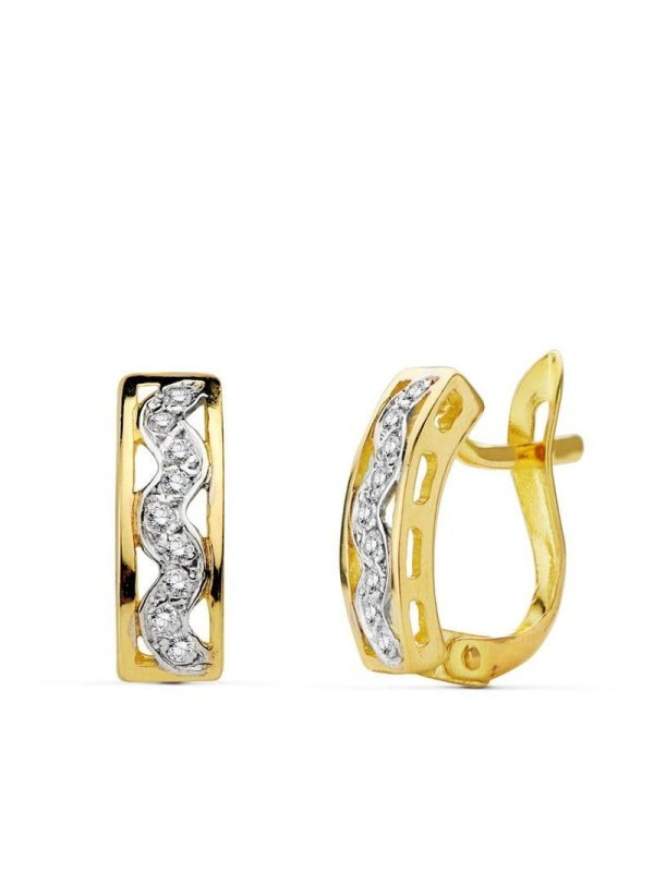 18K PENDIENTES BICOLOR CIRCONITAS...