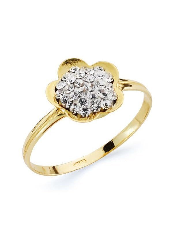 18K SORTIJA FLOR CIRCONITAS