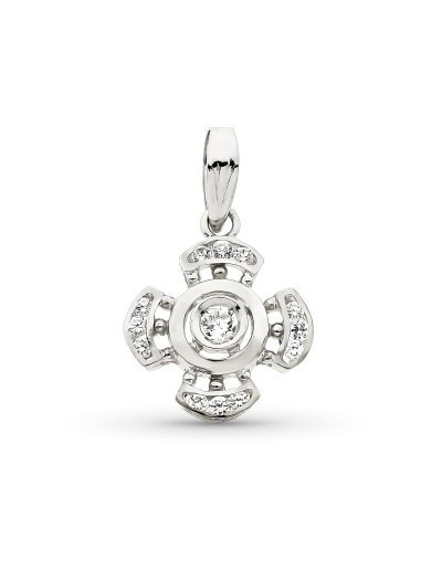 18K CRUZ ORO BLANCO CON...