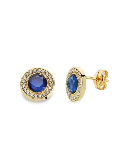 18K PENDIENTES PIEDRA AZUL....