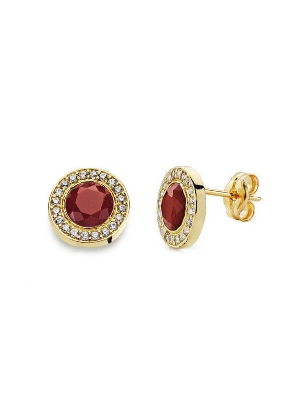18K PENDIENTES PIEDRA ROJA 5MM...