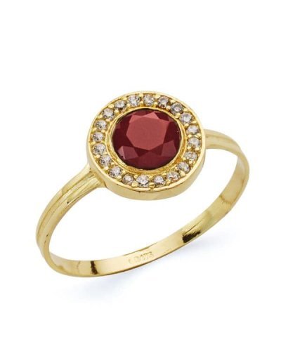 18K SORTIJA PIEDRA ROJA 5MM...