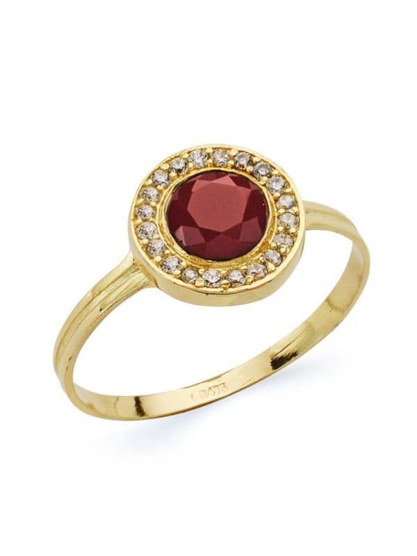 18K SORTIJA PIEDRA ROJA 5MM CIRCONITAS