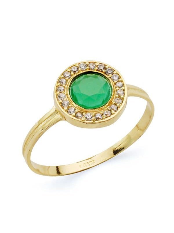 18K SORTIJA PIEDRA VERDE 9 MM CIRCONITAS