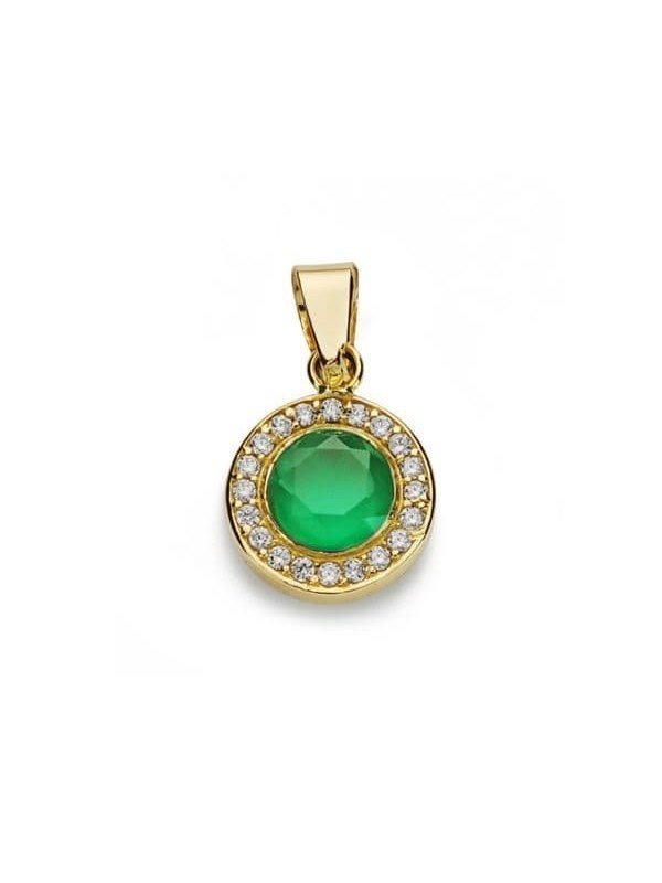 18K COLGANTE PIEDRA VERDE 5MM CIRCONITAS