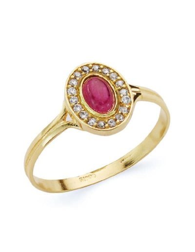 18K SORTIJA PIEDRA ROJA...