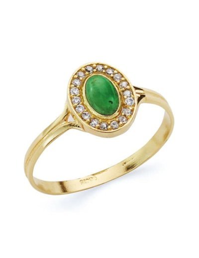 18K SORTIJA PIEDRA VERDE...