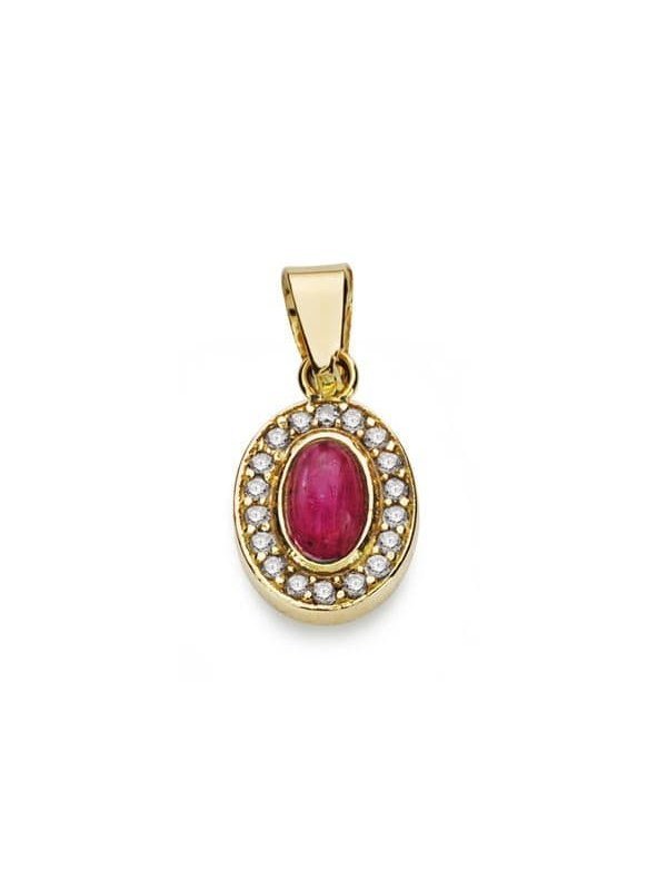18K COLGANTE PIEDRA ROJA MOTIVO 9X7 MM