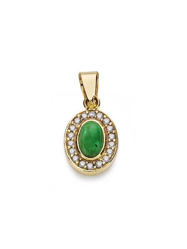 18K COLGANTE PIEDRA VERDE MOTIVO 9X7 MM