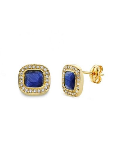 18K PENDIENTES PIEDRA AZUL...