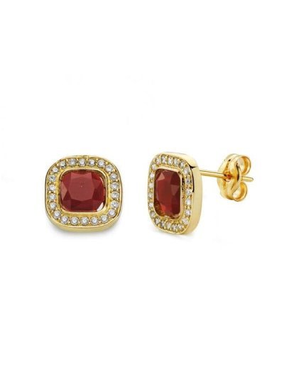 18K PENDIENTES PIEDRA ROJA...