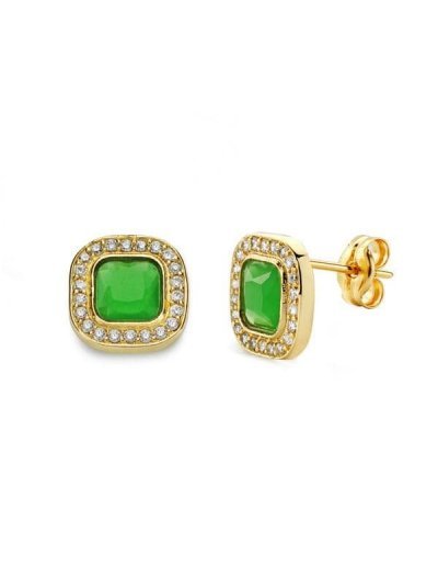 18K PENDIENTES PIEDRA VERDE...
