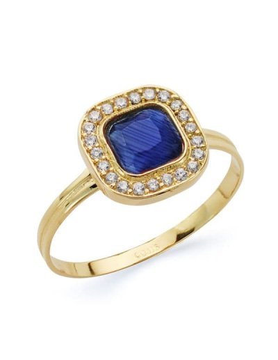 18K SORTIJA PIEDRA AZUL Y...