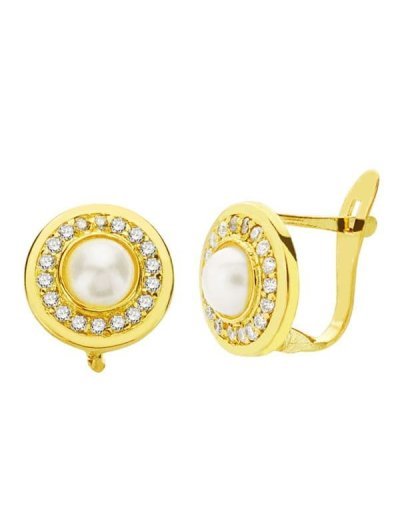 18K PENDIENTES PERLA Y...