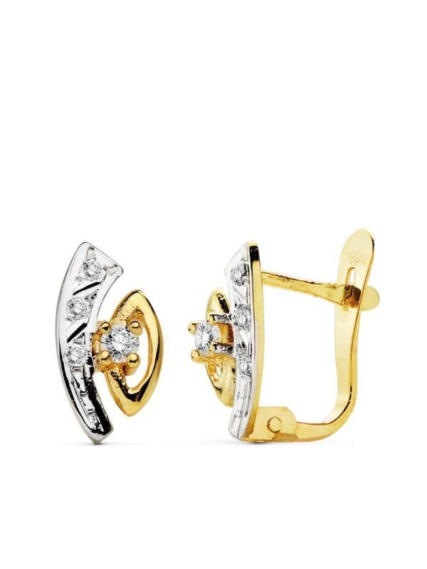 18K PENDIENTES BICOLOR CIRCONITAS...