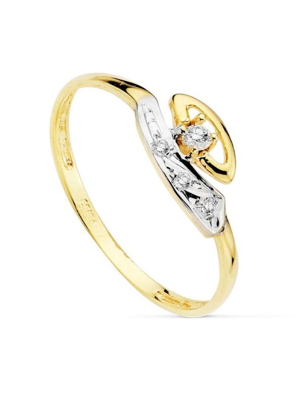 18K SORTIJA COMUNION BICOLOR CIRCONITAS
