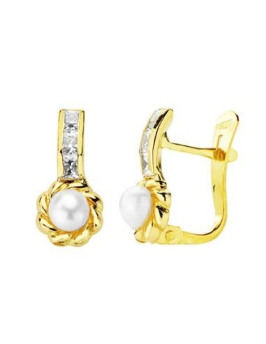 18K PENDIENTES ORO AMARILLO PERLA...