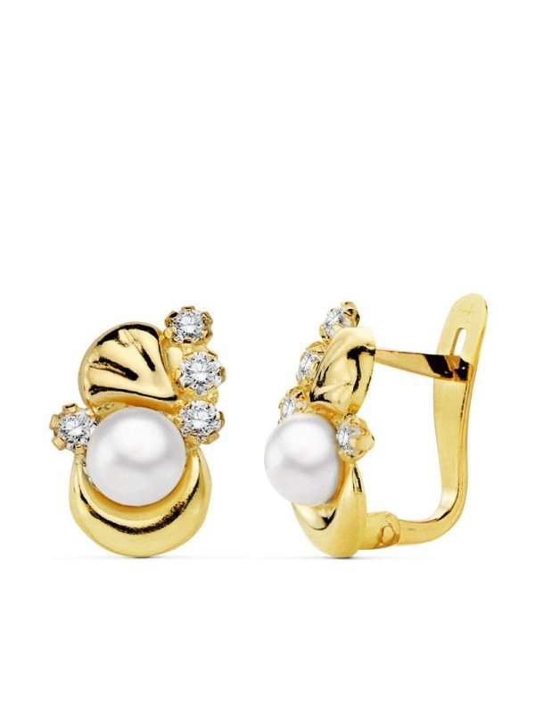 18K PENDIENTES PERLA Y CIRCONITAS...