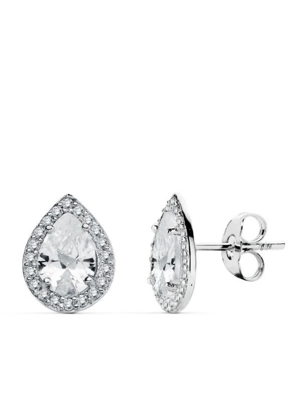 18K PENDIENTES ORO BLANCO CIRCONITAS...