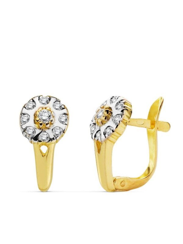 18K PENDIENTES BICOLOR CIRCONITAS...
