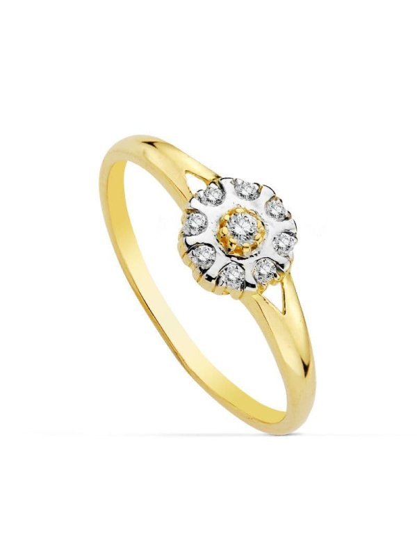 18K SORTIJA COMUNION BICOLOR CIRCONITAS