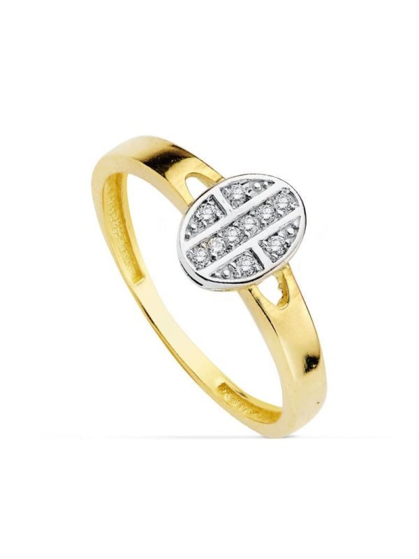 18K SORTIJA COMUNION BICOLOR CIRCONITAS