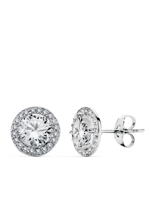 18K PENDIENTES ORO BLANCO REDONDOS...