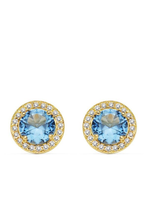 18K PENDIENTES PIEDRA AZUL CLARO 9...